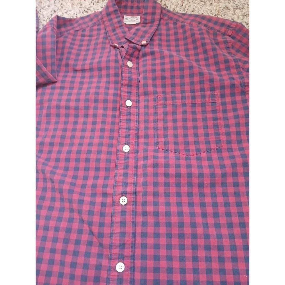J Crew SDress Shirt Button Up Plaid Long Sleeve Mens Sz M